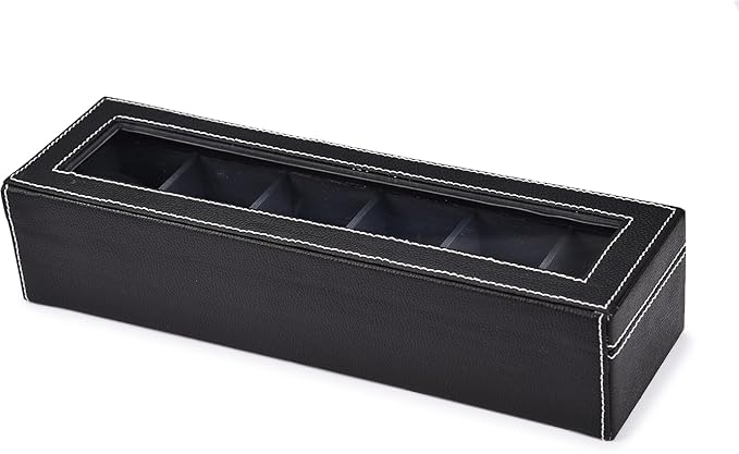 Men's and Women's Leatherette Watch organizer holder Case for 6 Watches, Removable Watch Pillows, Watch Box Holder, Gift for Loved Ones (Grey::Black) - Image 3