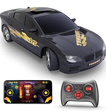 Mirana Tracer Remote & App Controlled Car Toy for Kids | USB Type-C Rechargeable High Speed Drift RC Vehicle | 1.5X Nitro Boost with in-Built Bluetooth Speakers for Boys & Girls (Black)