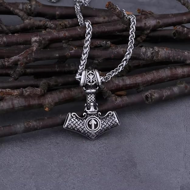THE MEN THING Pendant for Men - Pure Titanium Steel Pendant Viking Collection with 24inch Round Box Chain for Men & Boys - Image 3