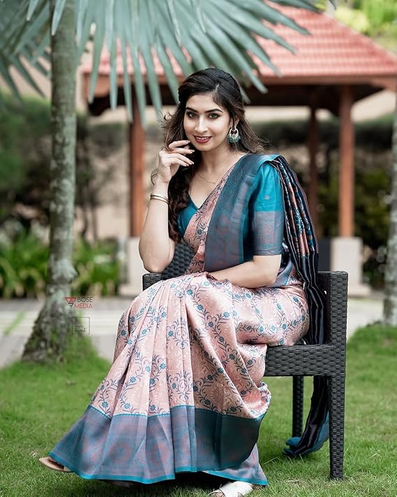Women's Kanjivaram Soft Silk Banarasi Saree With Blouse Piece | Banarasi Sari For Women | Saree with Blosepiece - Image 3