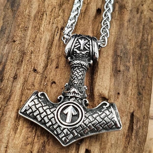 THE MEN THING Pendant for Men - Pure Titanium Steel Pendant Viking Collection with 24inch Round Box Chain for Men & Boys - Image 4