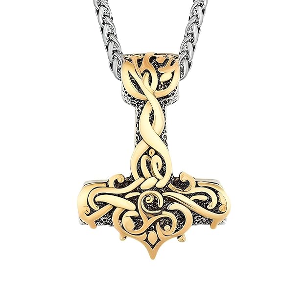 THE MEN THING Pendant for Men - Pure Titanium Steel Pendant Viking Collection with 24inch Round Box Chain for Men & Boys