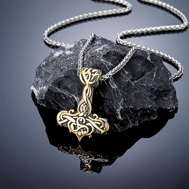THE MEN THING Pendant for Men - Pure Titanium Steel Pendant Viking Collection with 24inch Round Box Chain for Men & Boys - Image 3