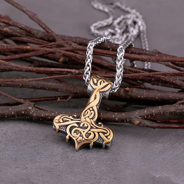 THE MEN THING Pendant for Men - Pure Titanium Steel Pendant Viking Collection with 24inch Round Box Chain for Men & Boys - Image 4