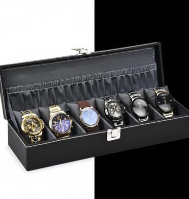 Men's and Women's Leatherette Watch organizer holder Case for 6 Watches, Removable Watch Pillows, Watch Box Holder, Gift for Loved Ones (Grey::Grey)