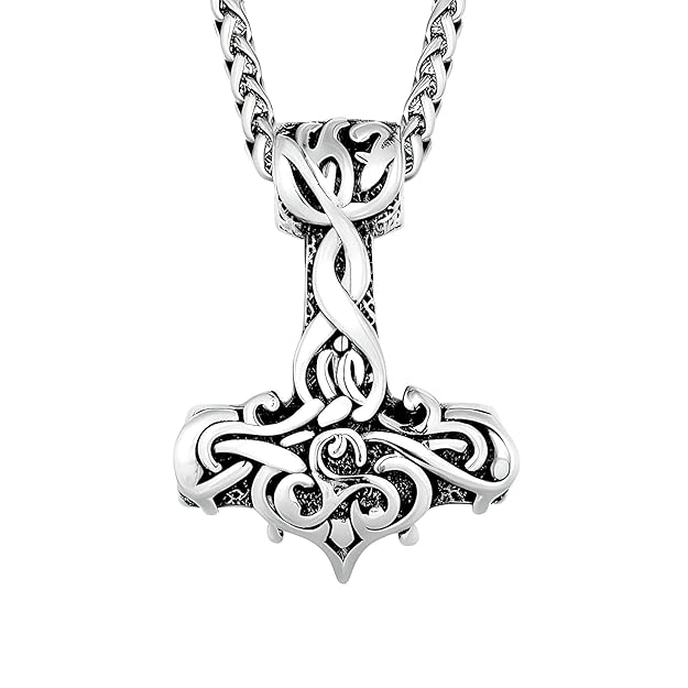 THE MEN THING Pendant for Men - Pure Titanium Steel Pendant Viking Collection with 24inch Round Box Chain for Men & Boys