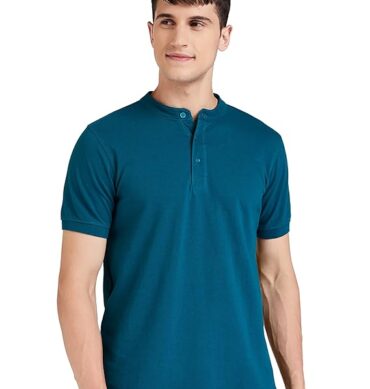 Men's Cotton Rich Polo T Shirt | Mandarin Collar Tshirts | Half Sleeves | Plain - Regular Fit (Available in Plus Sizes)