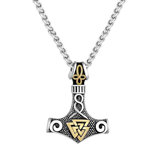 THE MEN THING Pendant for Men - Pure Titanium Steel Pendant Viking Collection with 24inch Round Box Chain for Men & Boys