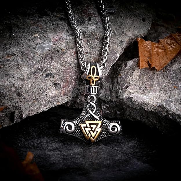 THE MEN THING Pendant for Men - Pure Titanium Steel Pendant Viking Collection with 24inch Round Box Chain for Men & Boys - Image 3