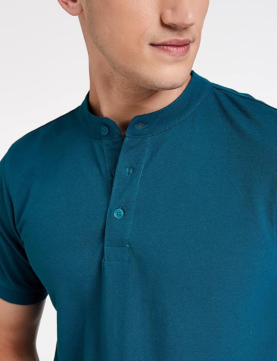 Men's Cotton Rich Polo T Shirt | Mandarin Collar Tshirts | Half Sleeves | Plain - Regular Fit (Available in Plus Sizes) - Image 4