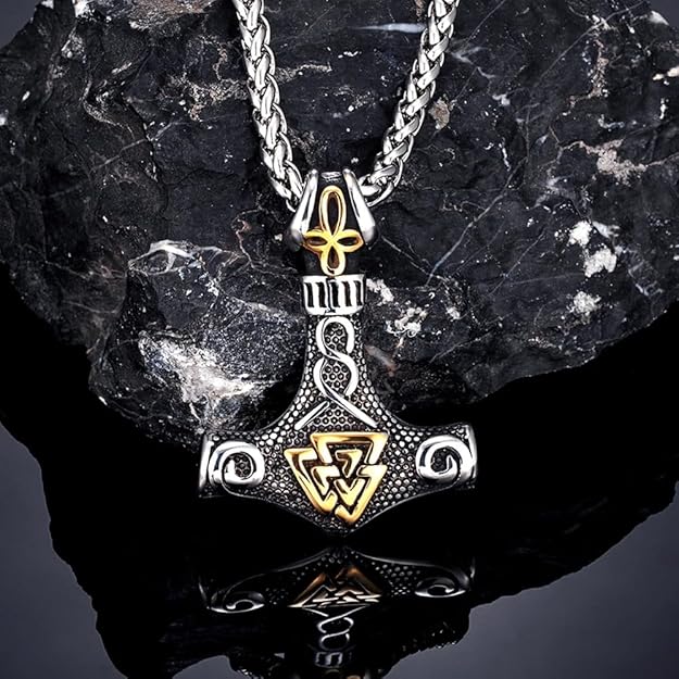 THE MEN THING Pendant for Men - Pure Titanium Steel Pendant Viking Collection with 24inch Round Box Chain for Men & Boys - Image 4