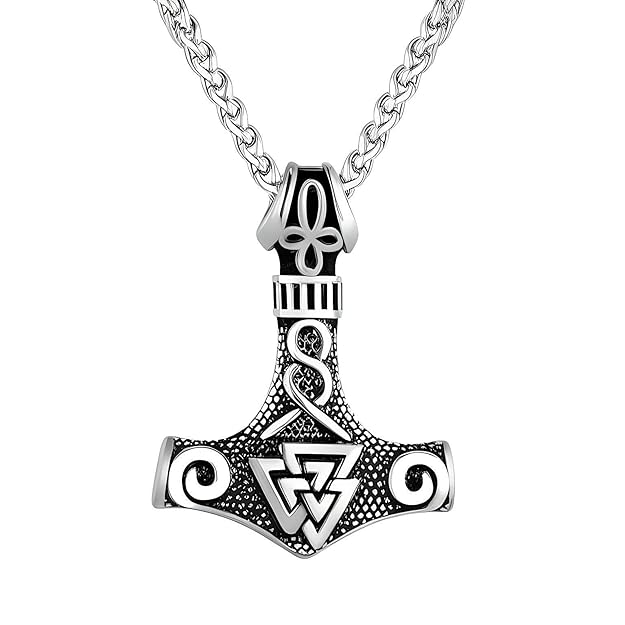 THE MEN THING Pendant for Men - Pure Titanium Steel Pendant Viking Collection with 24inch Round Box Chain for Men & Boys
