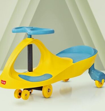 LuvLap Sunshine Swing Car for Kids, Comfortable Seats & Durable, Smooth Wheels, Baby Car, Magic Toy, Push Ride On, 3+ Years, Birthday Gift for Baby Boys & Girls, Yellow & Green