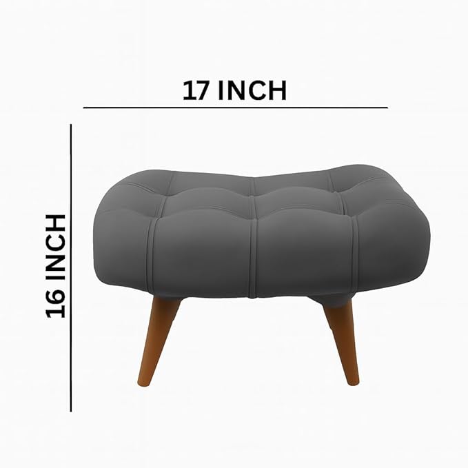 Soft Fabric Comfortable Cushion Ottoman Footrest Stool for Living Room (Grey) - Image 2