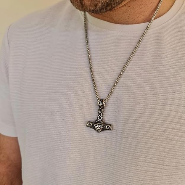 THE MEN THING Pendant for Men - Pure Titanium Steel Pendant Viking Collection with 24inch Round Box Chain for Men & Boys - Image 2
