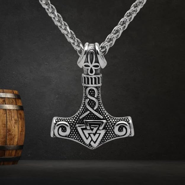 THE MEN THING Pendant for Men - Pure Titanium Steel Pendant Viking Collection with 24inch Round Box Chain for Men & Boys - Image 3