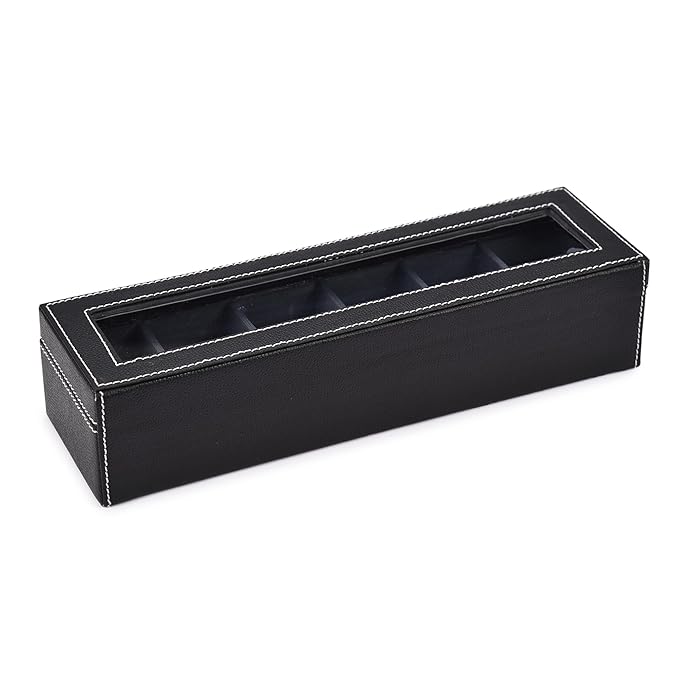 Men's and Women's Leatherette Watch organizer holder Case for 6 Watches, Removable Watch Pillows, Watch Box Holder, Gift for Loved Ones (Black::Grey) - Image 4