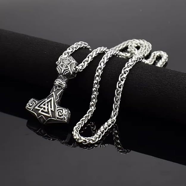 THE MEN THING Pendant for Men - Pure Titanium Steel Pendant Viking Collection with 24inch Round Box Chain for Men & Boys - Image 4