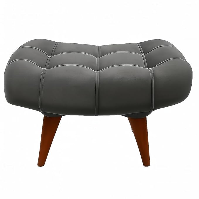 Soft Fabric Comfortable Cushion Ottoman Footrest Stool for Living Room (Grey) - Image 4