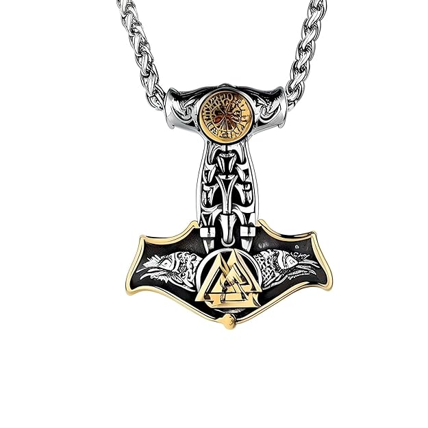 THE MEN THING Pendant for Men - Pure Titanium Steel Pendant Viking Collection with 24inch Round Box Chain for Men & Boys