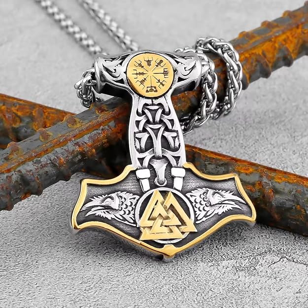 THE MEN THING Pendant for Men - Pure Titanium Steel Pendant Viking Collection with 24inch Round Box Chain for Men & Boys - Image 4