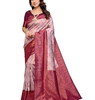Women's Kanjivaram Soft Silk Banarasi Saree With Blouse Piece | Banarasi Sari For Women | Saree with Blosepiece