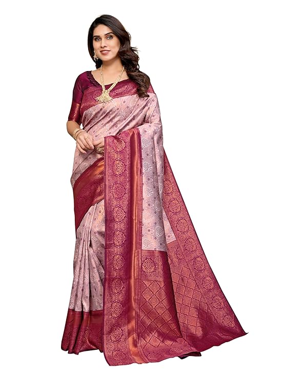 Women's Kanjivaram Soft Silk Banarasi Saree With Blouse Piece | Banarasi Sari For Women | Saree with Blosepiece