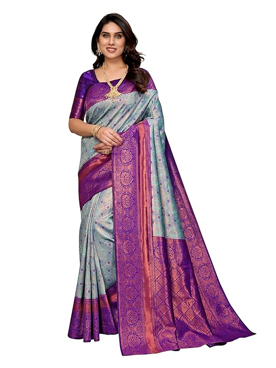 Women's Kanjivaram Soft Silk Banarasi Saree With Blouse Piece | Banarasi Sari For Women | Saree with Blosepiece