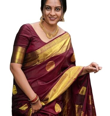 SIRIL Women's Soft Banarasi Silk Jacquard Saree with Unstitched Blouse Piece