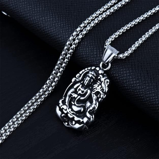 THE MEN THING Alloy Pendant with Pure Stainless Steel 24inch Round Box Chain, American trending Style for Men & Boys - Image 3