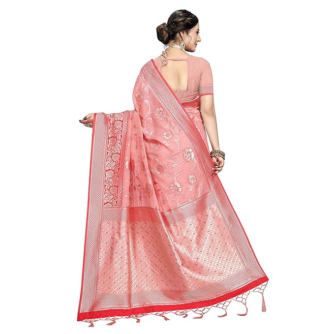 Rekha Maniyar Womens Cotton Woven Banarasi Silk Saree With Unstitched Blouse (KALPANA) - Image 4