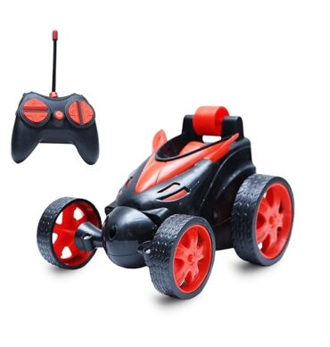 Wonder Toys 360? Stunt, Flip, Rotating & Rolling RC Car for Kids ? Rechargeable RC Car with Dual Motors, Flexible Turning & Anti-Crash Tyres | Remote Control Toy with USB Charger | Red Edition