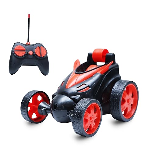 Wonder Toys 360? Stunt, Flip, Rotating & Rolling RC Car for Kids ? Rechargeable RC Car with Dual Motors, Flexible Turning & Anti-Crash Tyres | Remote Control Toy with USB Charger | Red Edition
