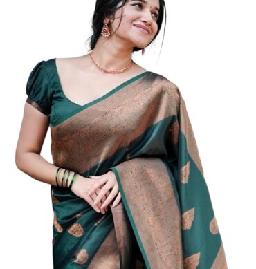 SIRIL Women's Soft Banarasi Silk Jacquard Saree with Unstitched Blouse Piece