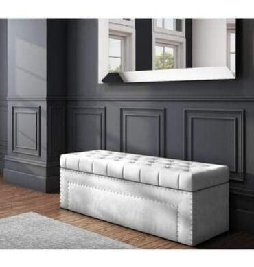 Roman Velvet Upholstered Ottoman Ripit with Storage 2 Seater Sofa Storage Box Footstool Toy Chest Shoe Bench Seats and Bed End Storage (Silver)