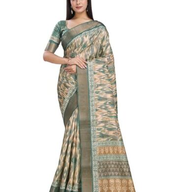 Rekha Maniyar Women's Silk Blend Digital Printed Saree And Tassels With Unstitched Blouse (KORASILK_VOL5_PARENT)