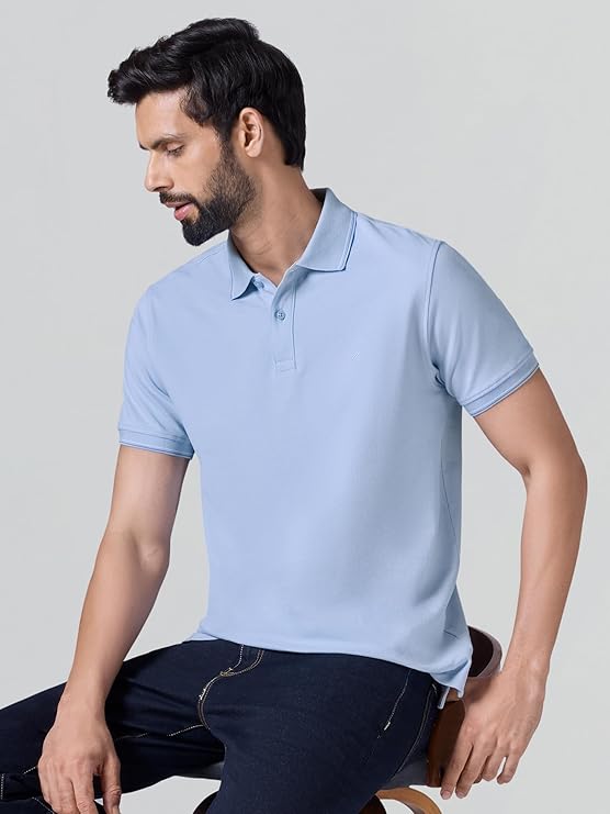 XYXX Accent Men's Solid Cotton Polo T Shirt | Collar Tshirts | Half Sleeves | Solid-Slim Fit - Image 4
