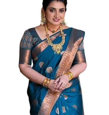 SIRIL Women's Soft Banarasi Silk Jacquard Saree with Unstitched Blouse Piece