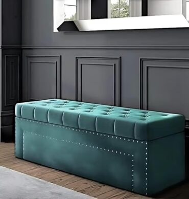 Roman Velvet Upholstered Ottoman Ripit with Storage 2 Seater Sofa Storage Box Footstool Toy Chest Shoe Bench Seats and Bed End Storage (Teal)