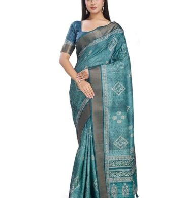 Rekha Maniyar Women's Silk Blend Digital Printed Saree And Tassels With Unstitched Blouse (KORASILK_VOL5_PARENT)