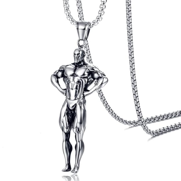 THE MEN THING Alloy Pendant with Pure Stainless Steel 24inch Round Box Chain, American trending Style for Men & Boys