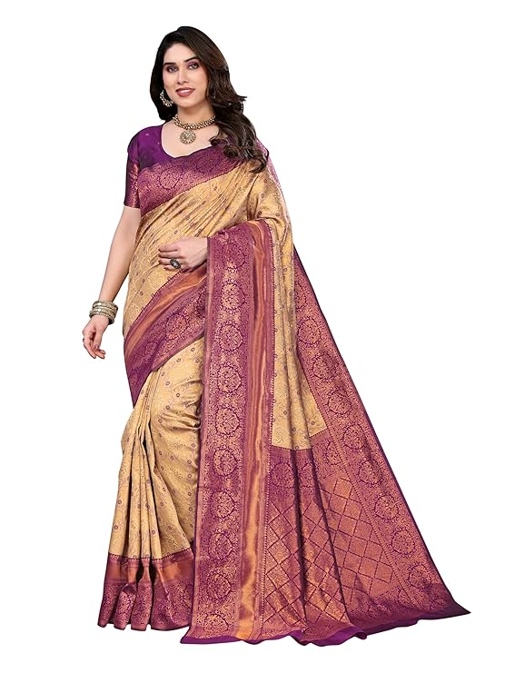 Women's Kanjivaram Soft Silk Banarasi Saree With Blouse Piece | Banarasi Sari For Women | Saree with Blosepiece