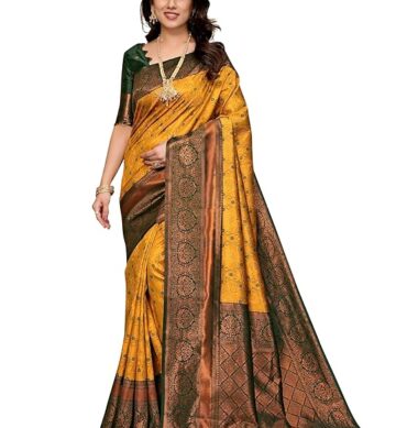 Women's Kanjivaram Soft Silk Banarasi Saree With Blouse Piece | Banarasi Sari For Women | Saree with Blosepiece