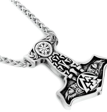 THE MEN THING Pendant for Men - Pure Titanium Steel Pendant Viking Collection with 24inch Round Box Chain for Men & Boys