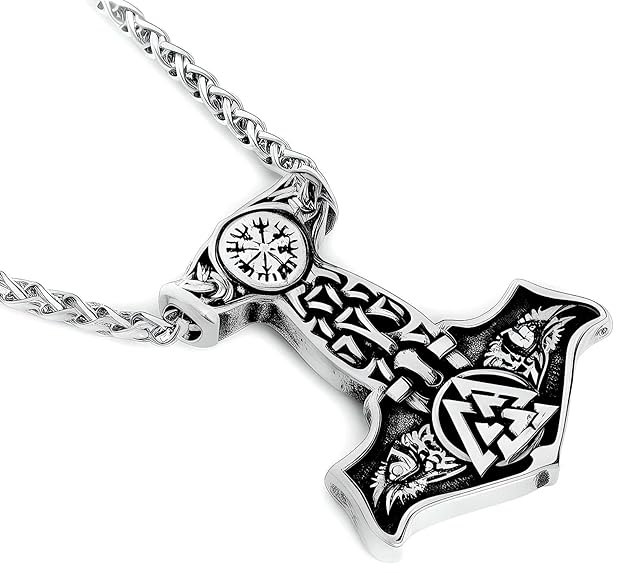 THE MEN THING Pendant for Men - Pure Titanium Steel Pendant Viking Collection with 24inch Round Box Chain for Men & Boys