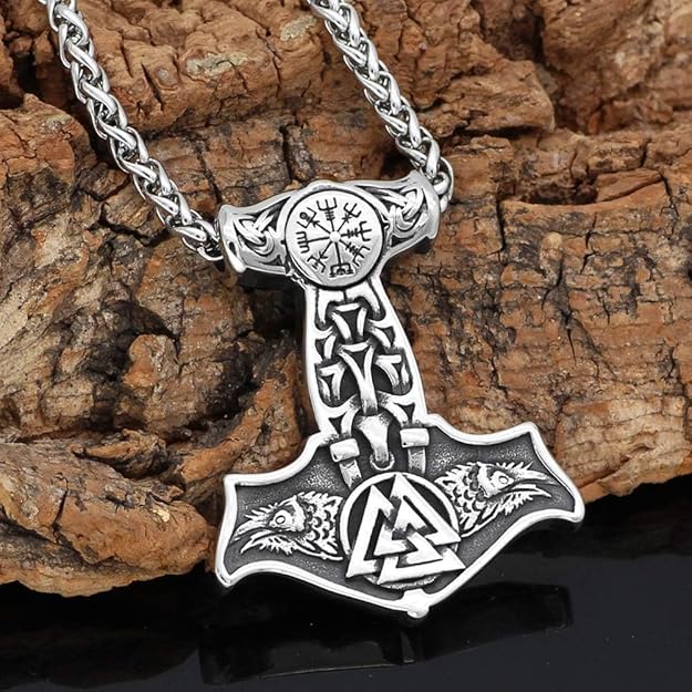 THE MEN THING Pendant for Men - Pure Titanium Steel Pendant Viking Collection with 24inch Round Box Chain for Men & Boys - Image 3