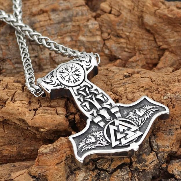 THE MEN THING Pendant for Men - Pure Titanium Steel Pendant Viking Collection with 24inch Round Box Chain for Men & Boys - Image 4